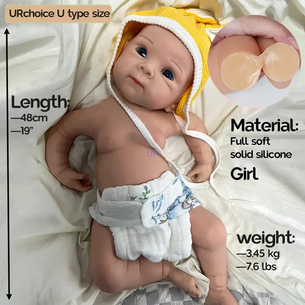 Image of Reborn Baby Dolls Cute 19-Inch Full-Body Silicone Reborn Baby Doll –