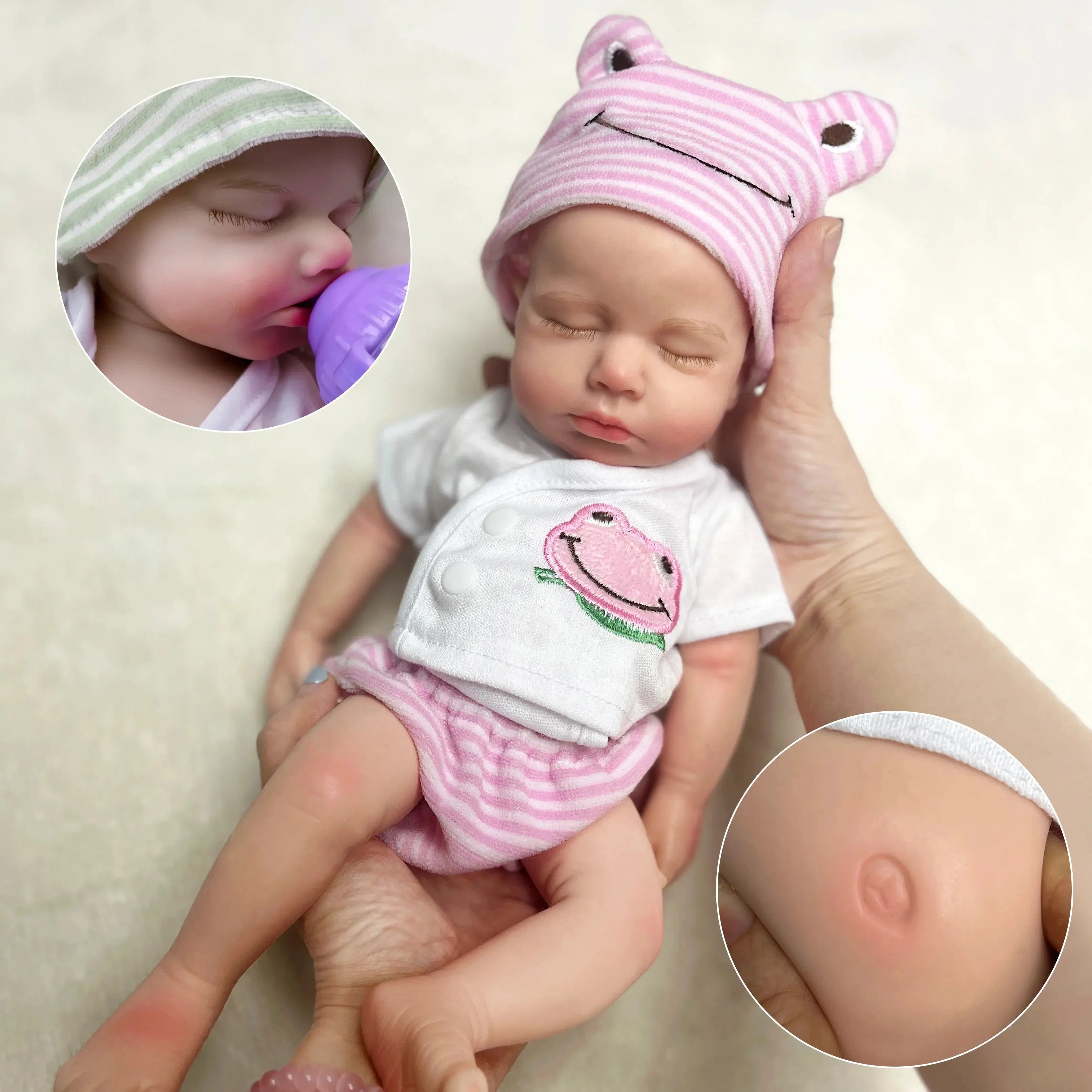 Image of Reborn Baby Dolls 13Inch Open Mouth Loulou Girl&Boy Painted Full Body