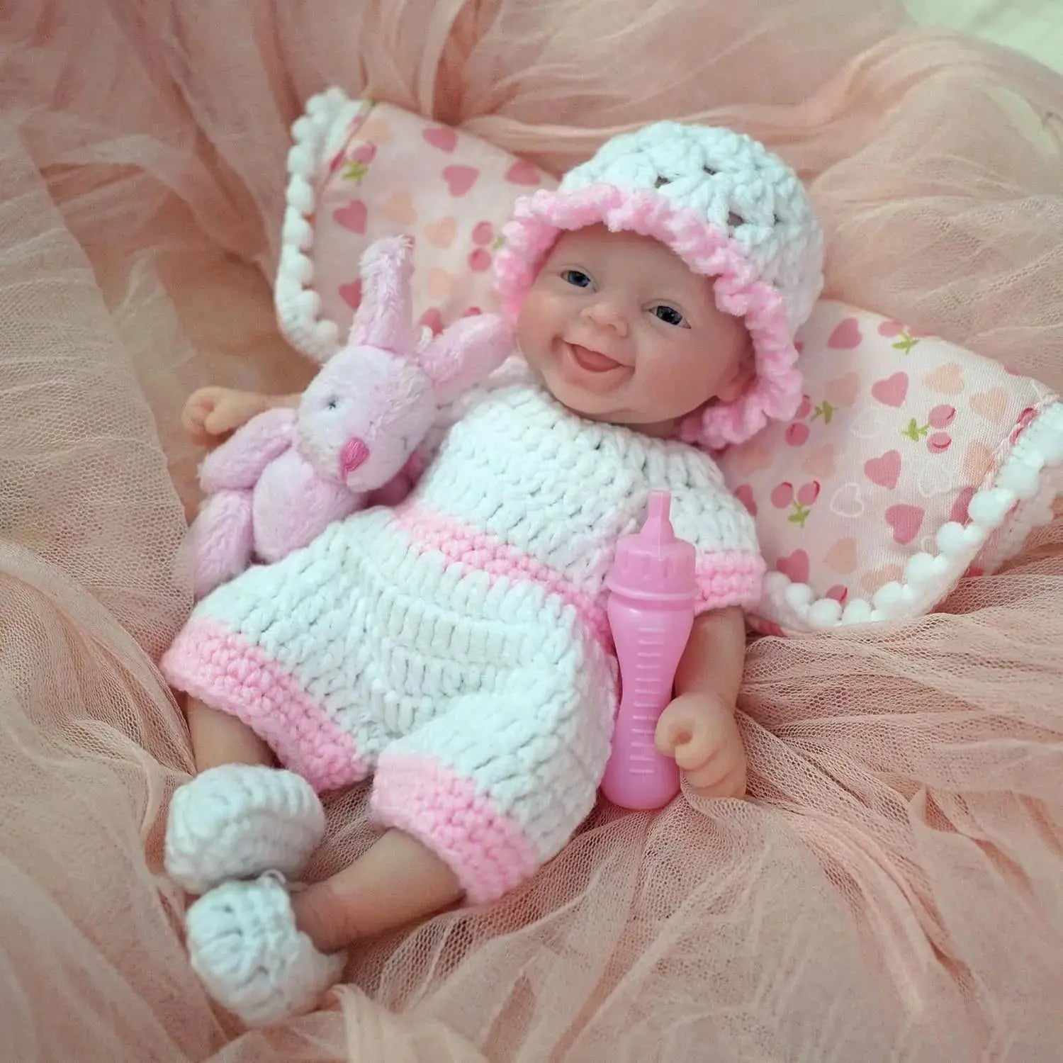 Image of Reborn Baby Dolls Reborn Baby Doll 7 Inch Silicone Full Body Eyes