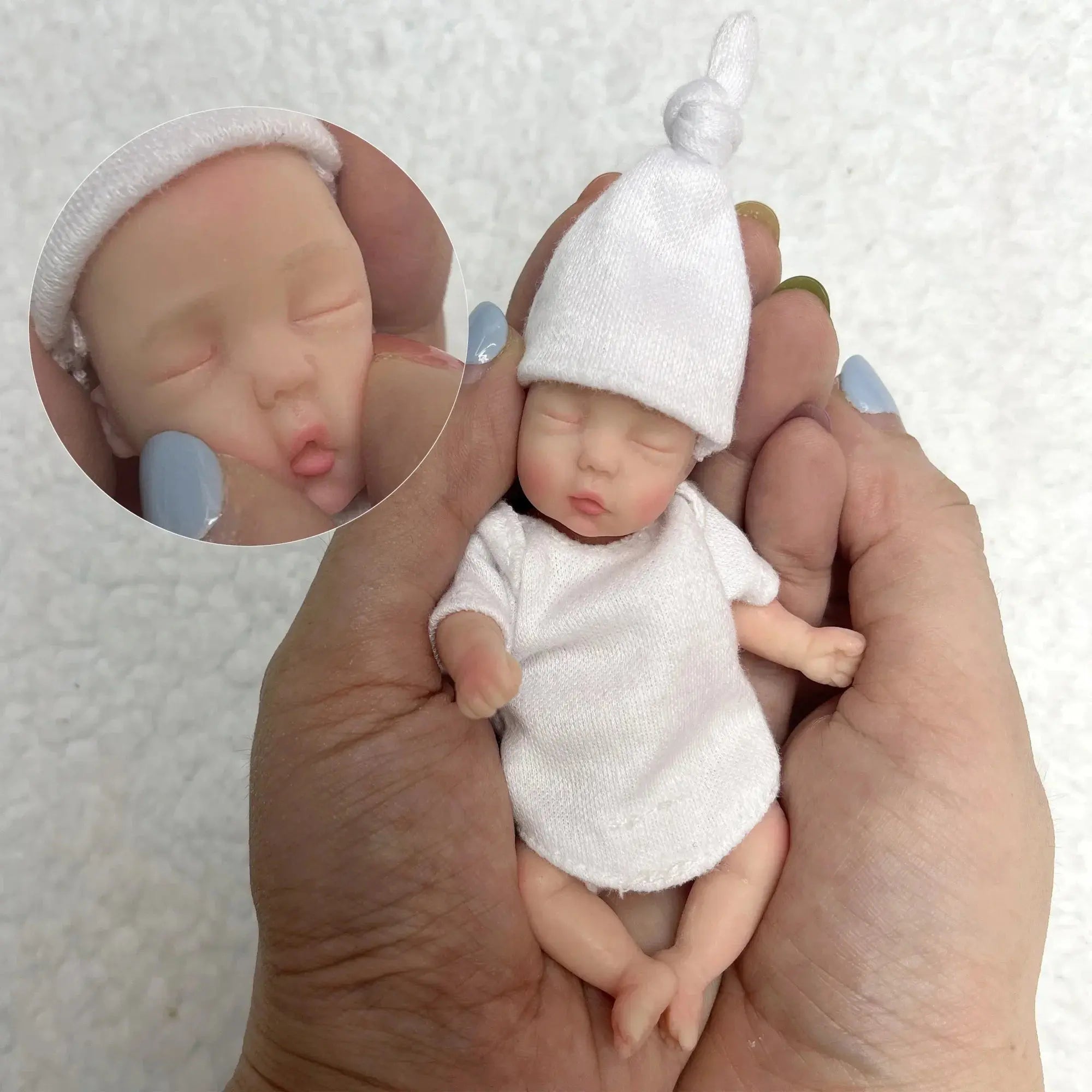 Image of Reborn Baby Dolls 11Cm Painted Mini Silicone Palm Girl With 2 Set Of