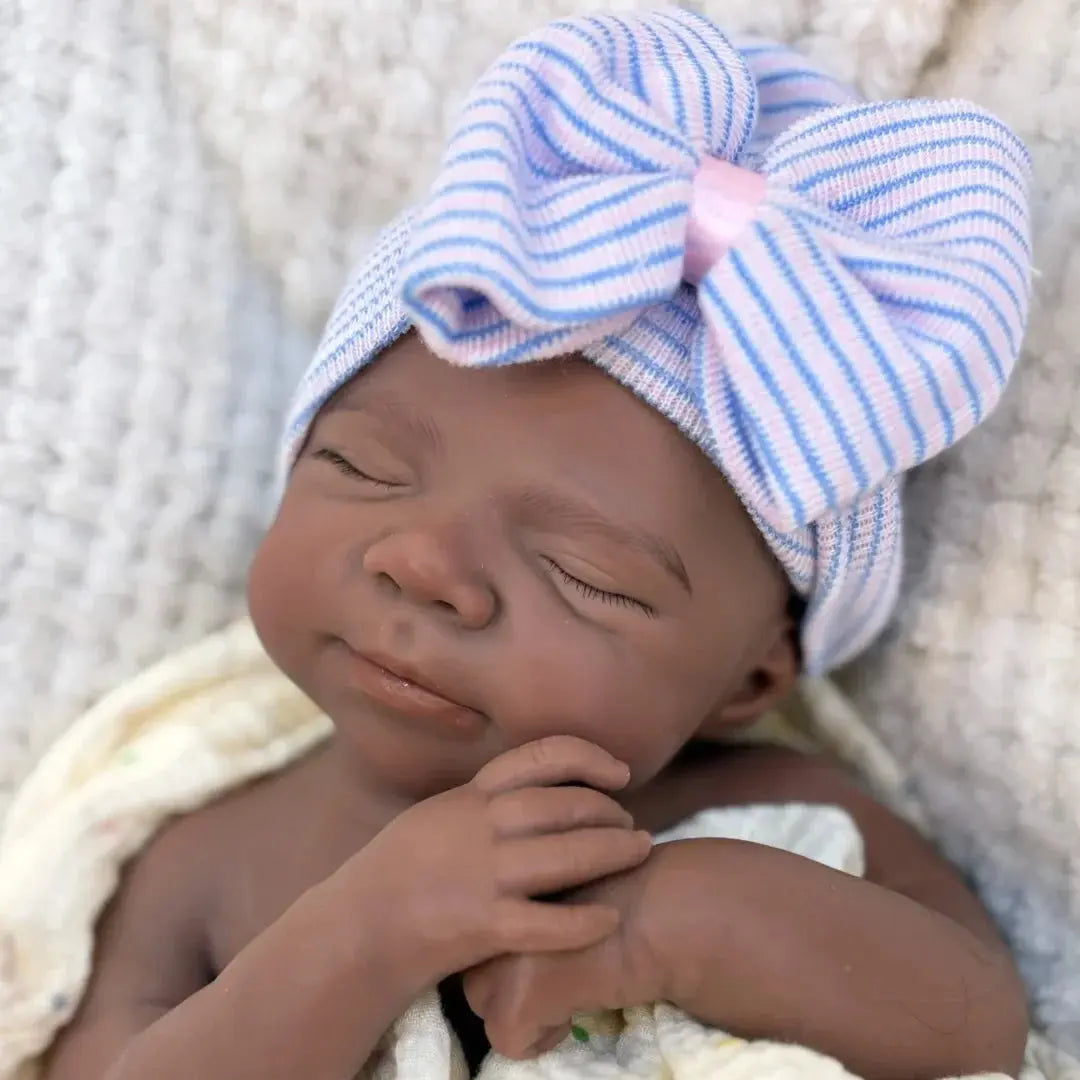 Image of Reborn Baby Dolls 18Inch Can Open Mouth Dark Skin Pascale Bebe Reborn