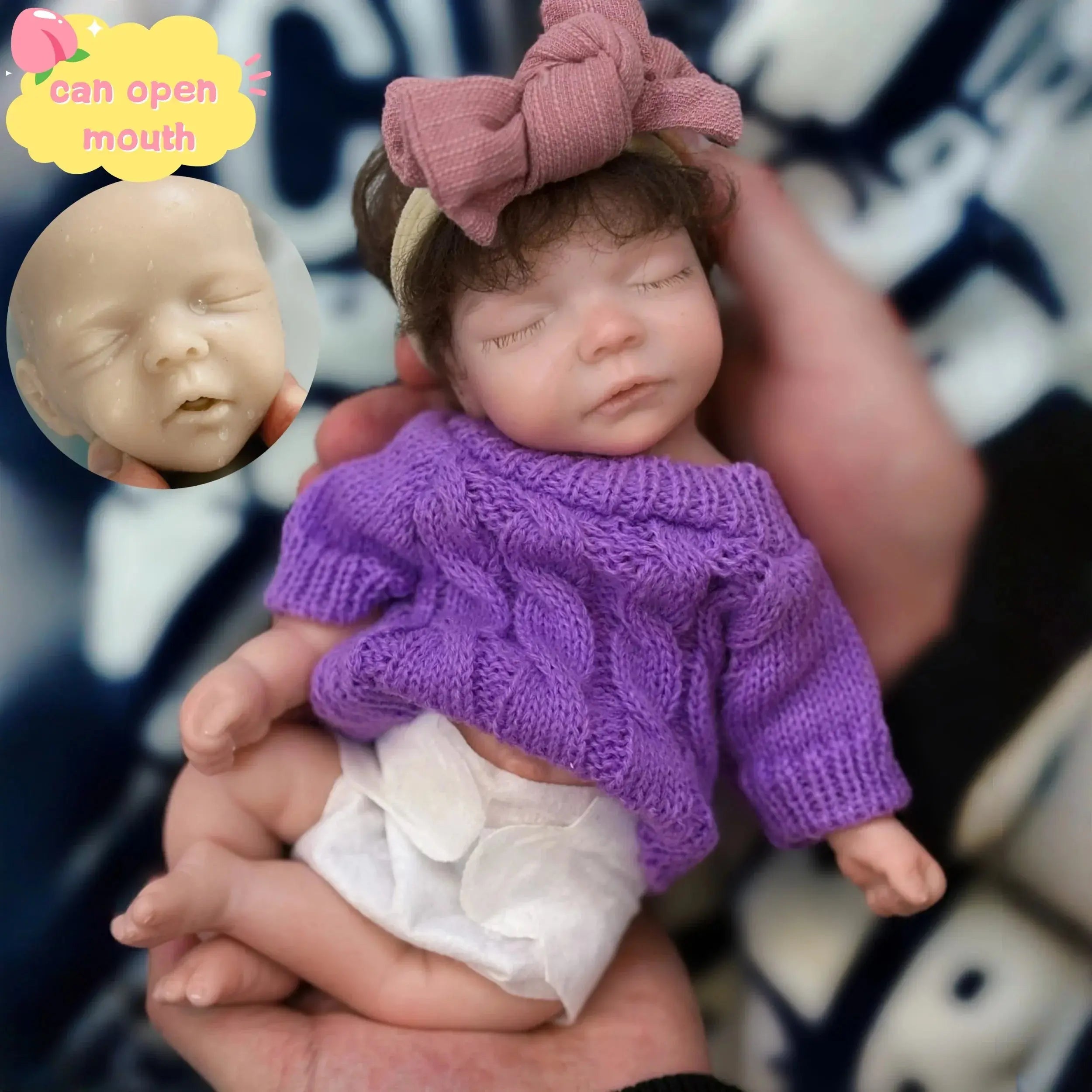 Image of Reborn Baby Dolls 10Inch Silicone Girl Can Open Mouth Reborn Doll