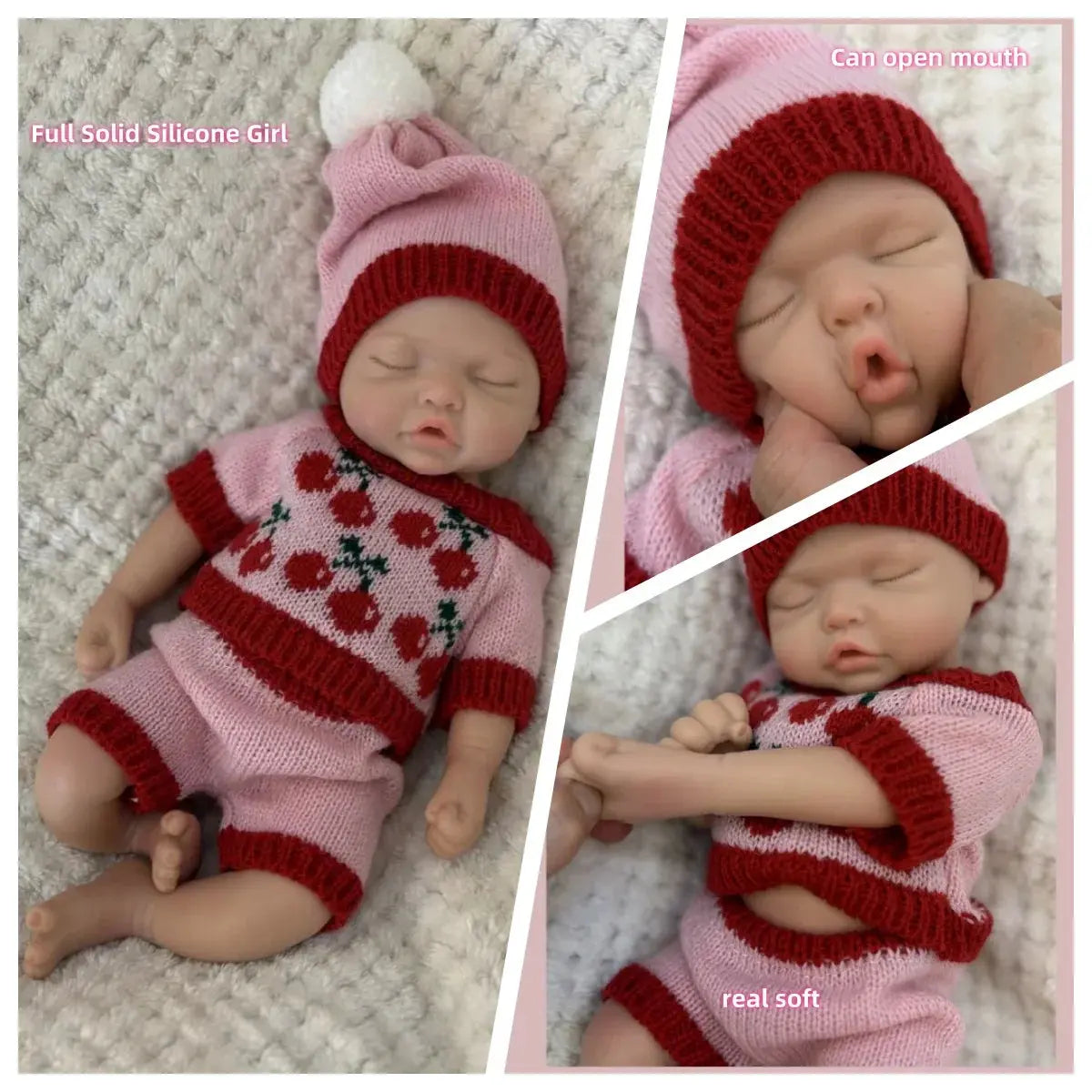 Image of Reborn Baby Dolls 13Inch Silicone Bebe Can Open Mouth Full Solid