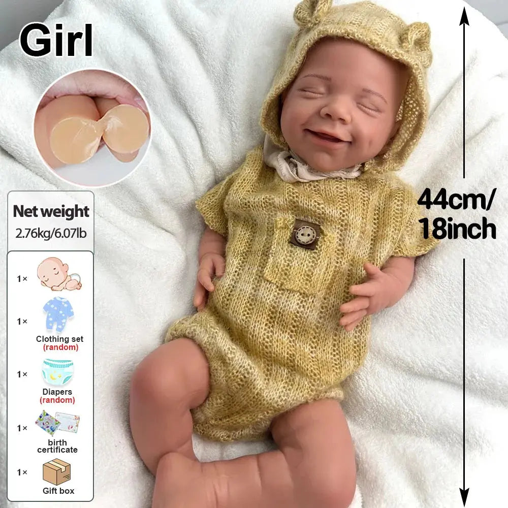 Image of Reborn Baby Dolls 18Inch Lifelike Details Poseable Limbs Soft