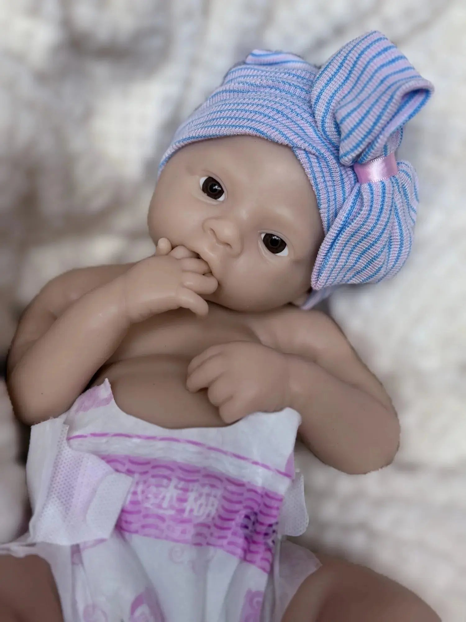 Image of Reborn Baby Dolls 18Nch Meadow Girl Can Open Mouth Full Solid Soft