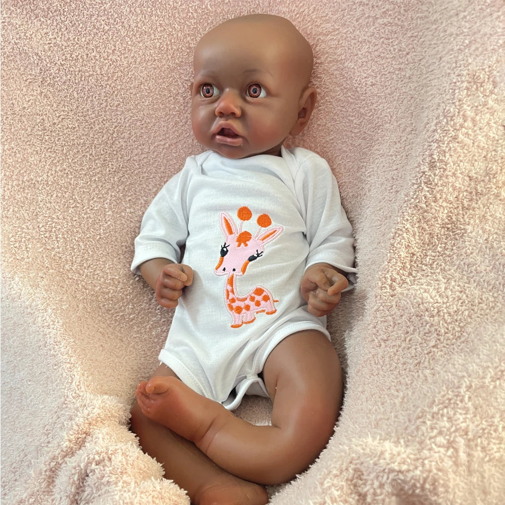 Image of Reborn Baby Dolls 100% Siold Silicone Reborn Baby Dark African Girl