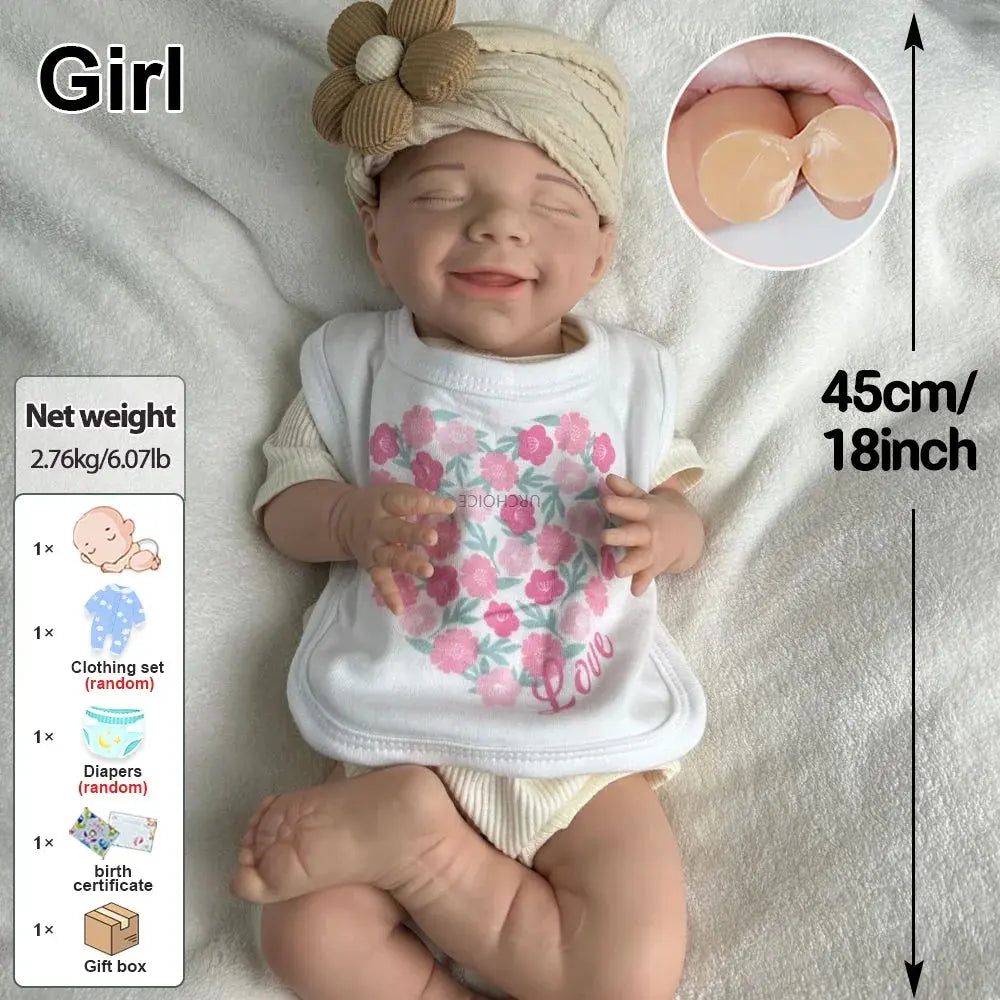 Image of Reborn Baby Dolls Handmade 45Cm Flexible Silicone Reborn Baby Girl