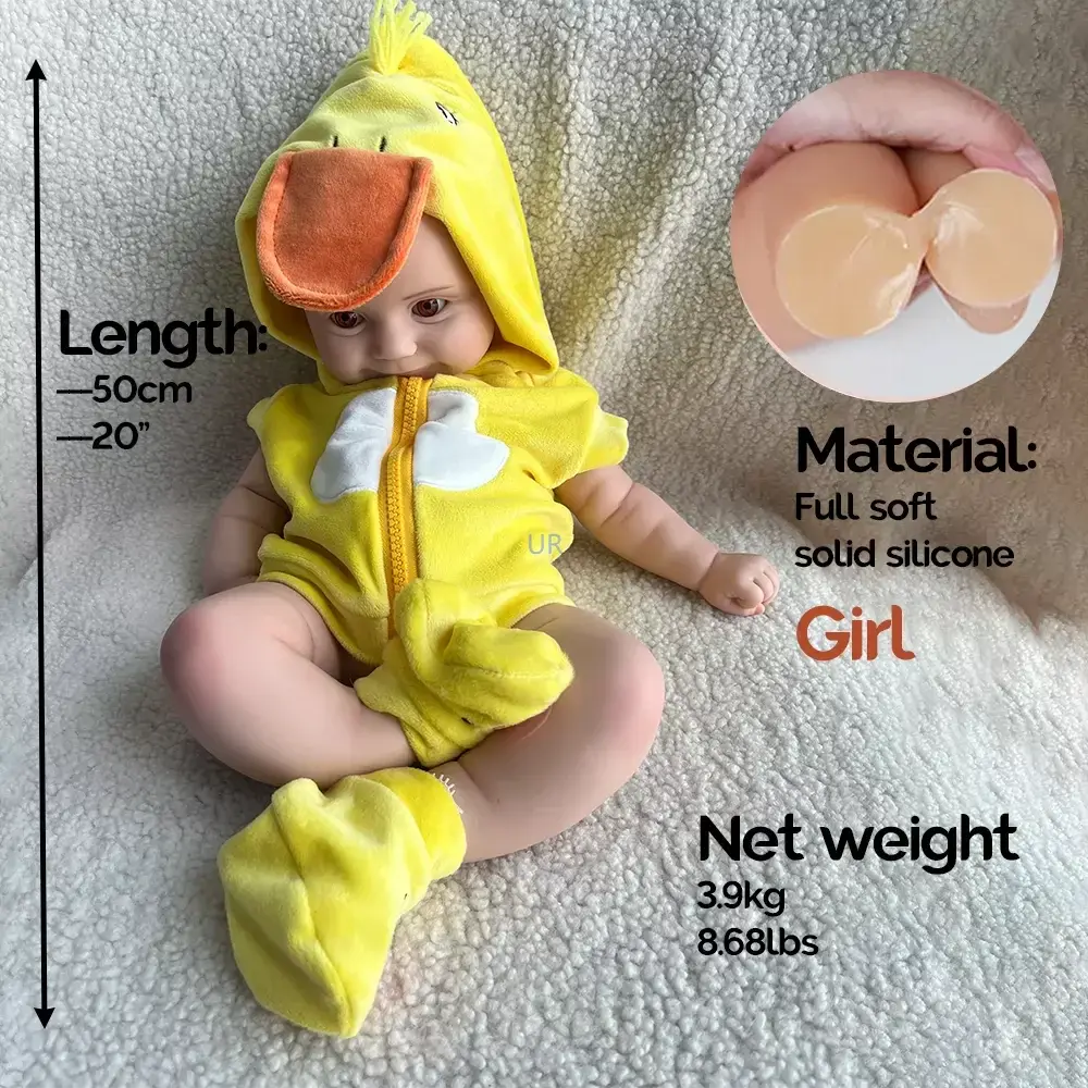 Image of Reborn Baby Dolls 20 Inch Pinky Girl Maddie Lifelike Silicone Reborn