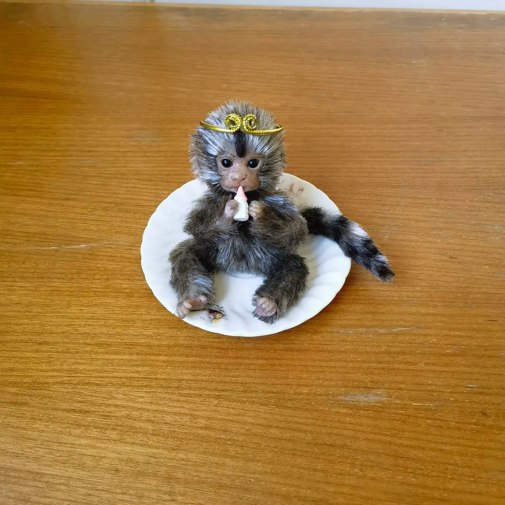 Image of Reborn Baby Dolls 6’’ Avani Doll Full Body Silicone Monkey Drinking