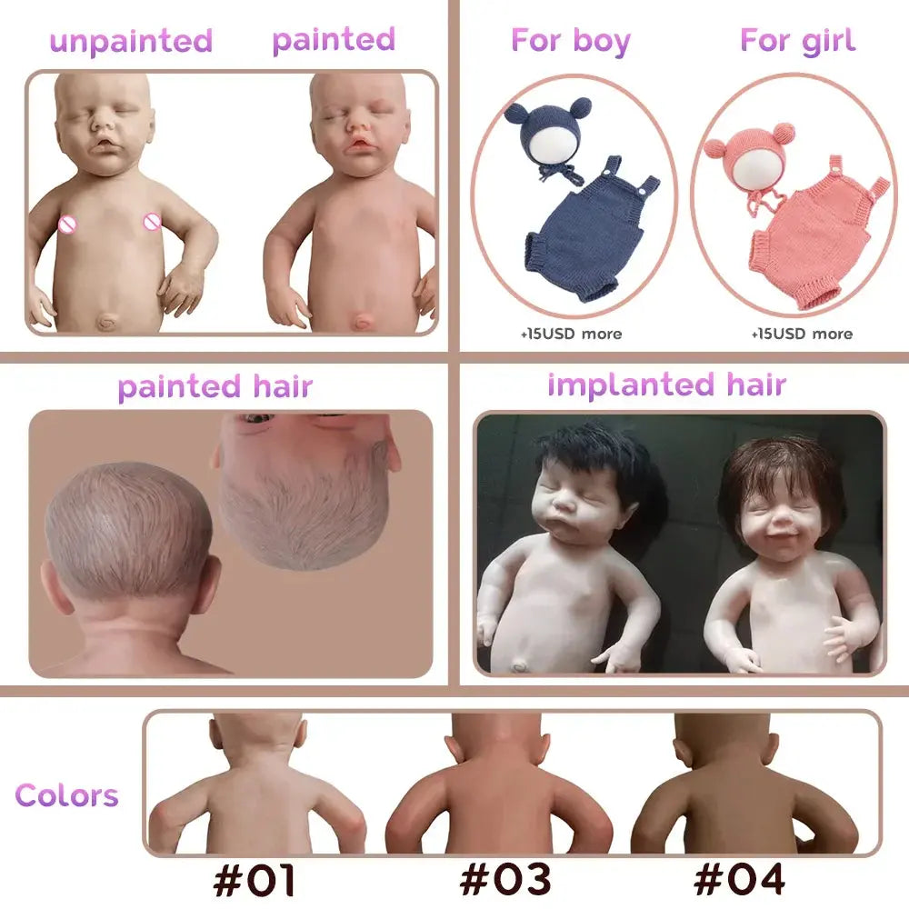 Image of Reborn Baby Dolls Reborn Corpo De Silicone 18'' Boy Full Body