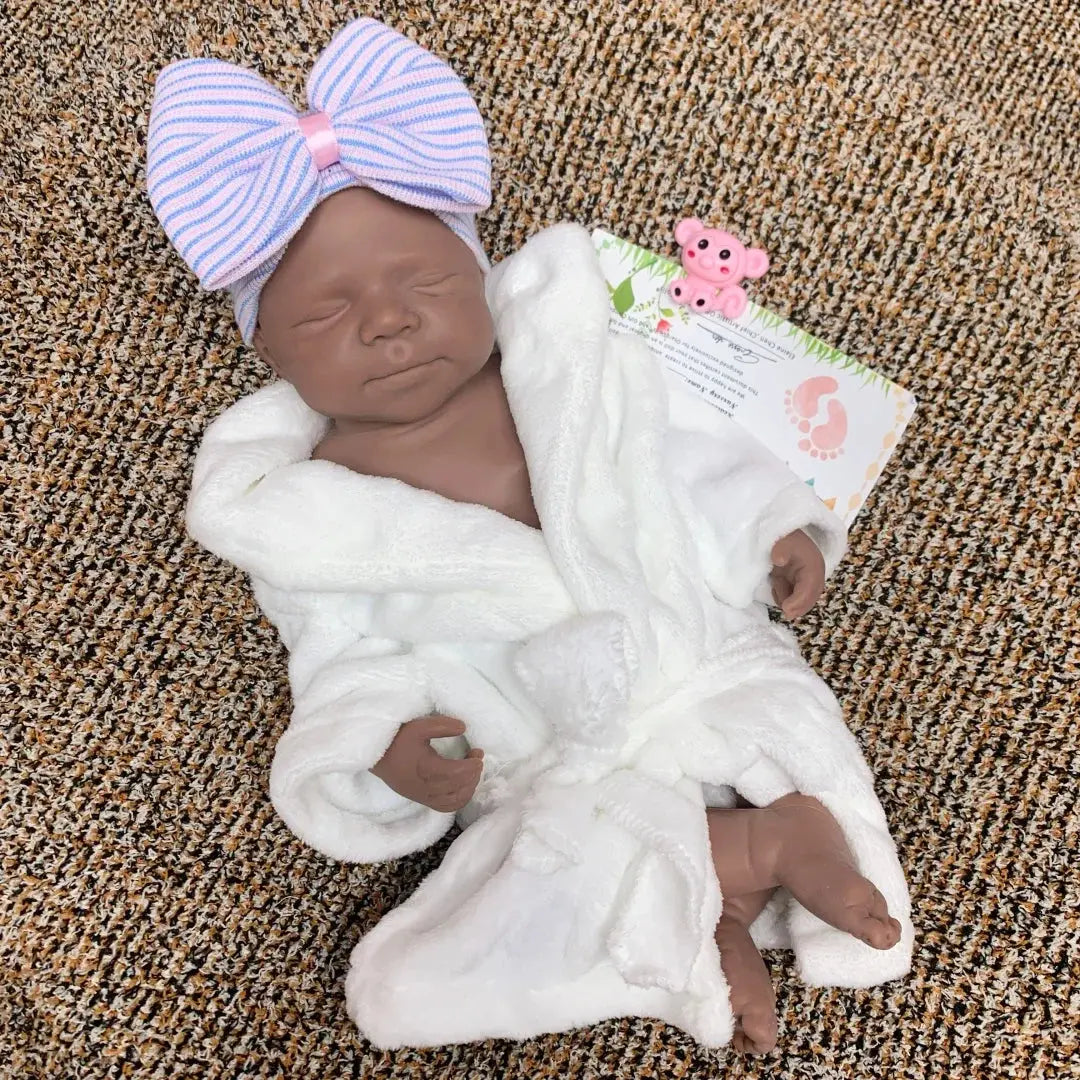 Image of Reborn Baby Dolls 18Inch Dark Skin Can Open Mouth Pascale Solid Bebe