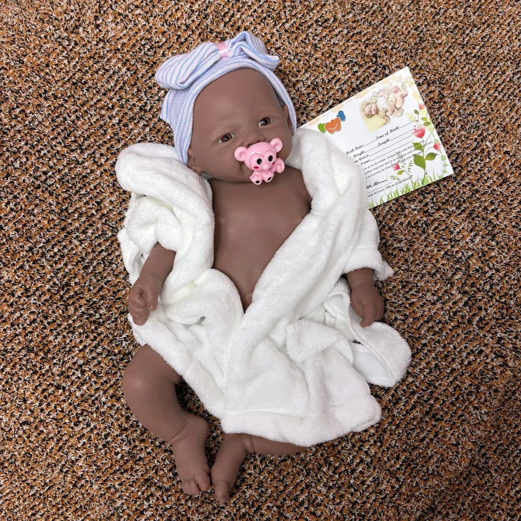 Image of Reborn Baby Dolls 18Inch Dark Skin African Girl Vivienne Reborn Doll