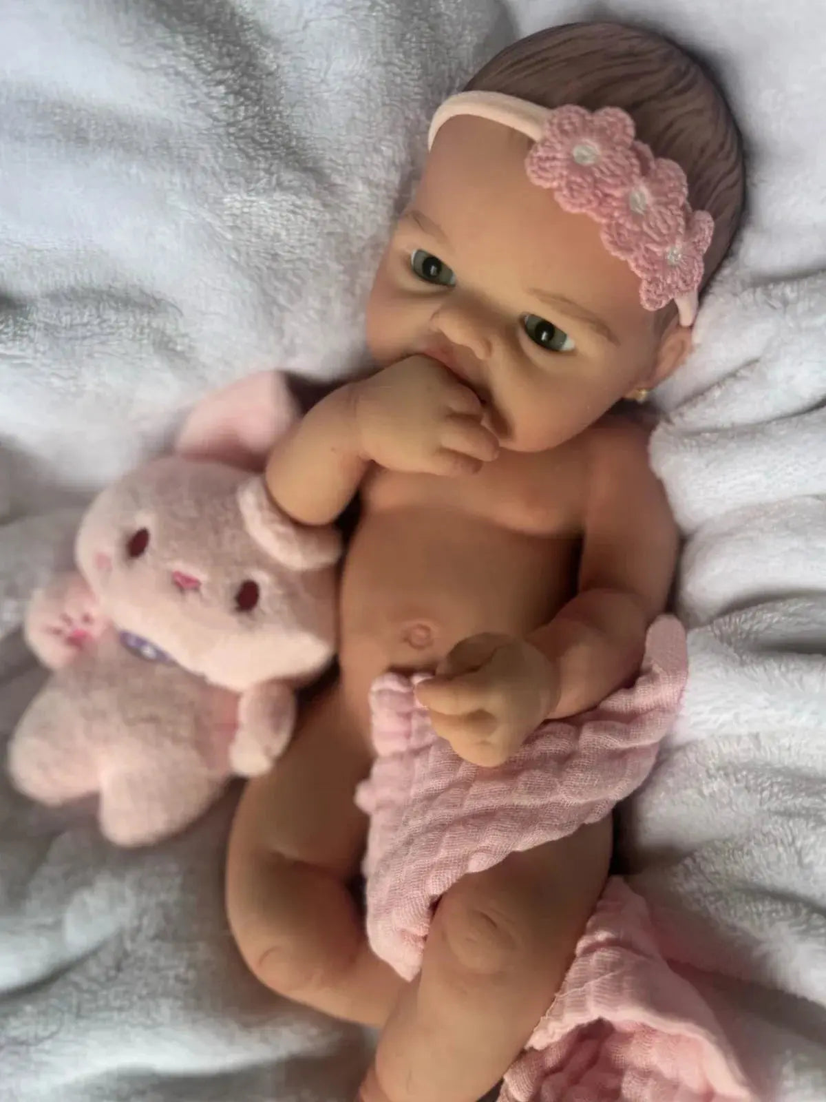 Image of Reborn Baby Dolls 40Cm Open Mouth Silicone Bebe Girl With Hair Reborn