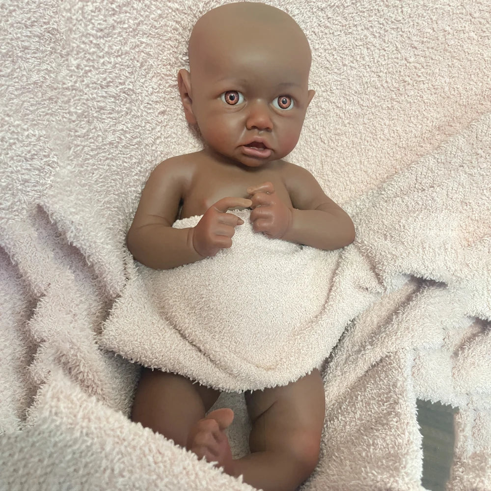Image of Reborn Baby Dolls 100% Siold Silicone Reborn Baby Dark African Girl
