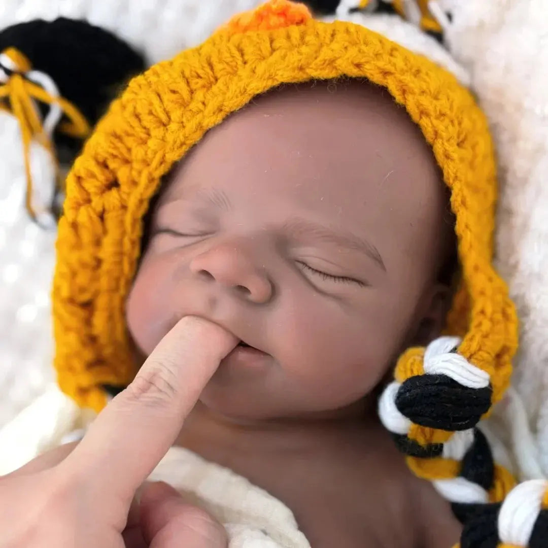 Image of Reborn Baby Dolls 18Inch Dark Skin Can Open Mouth Pascale Solid Bebe