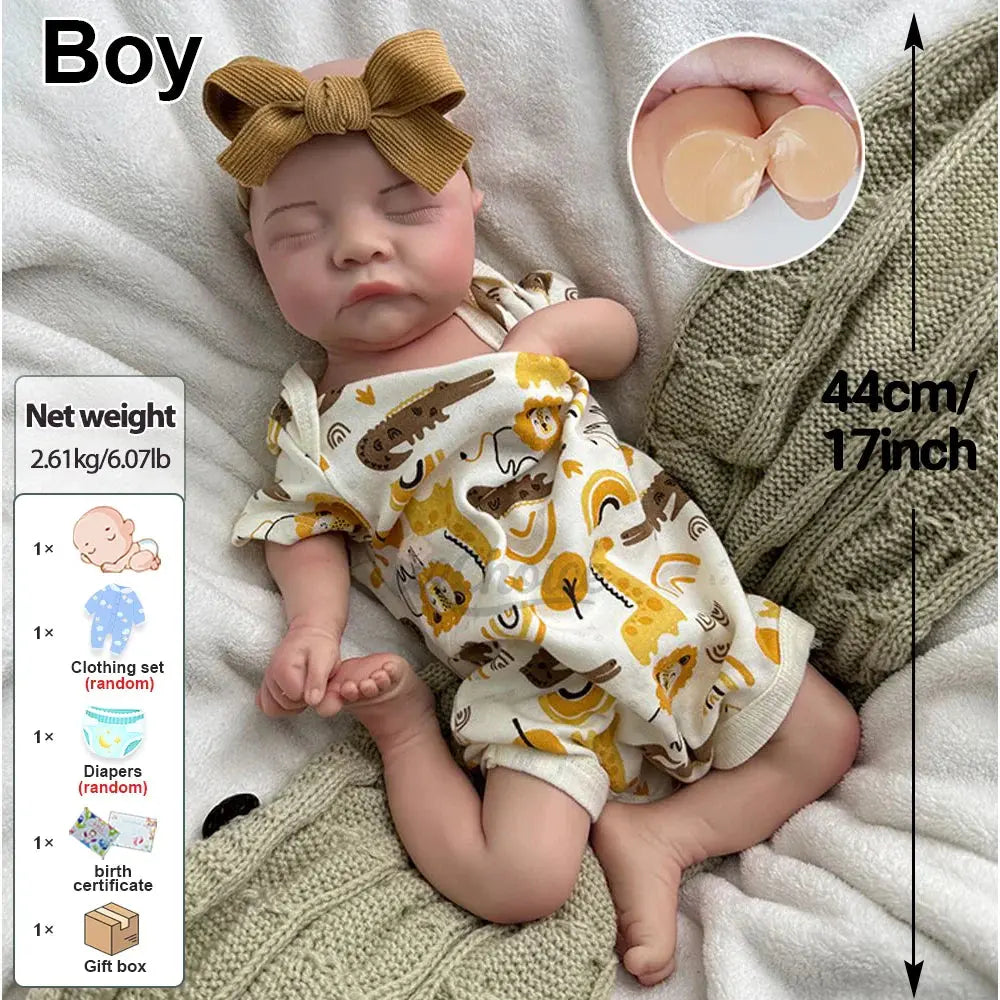 Image of Reborn Baby Dolls Waterproof Painted 17Inch Silicone Reborn Baby Boy