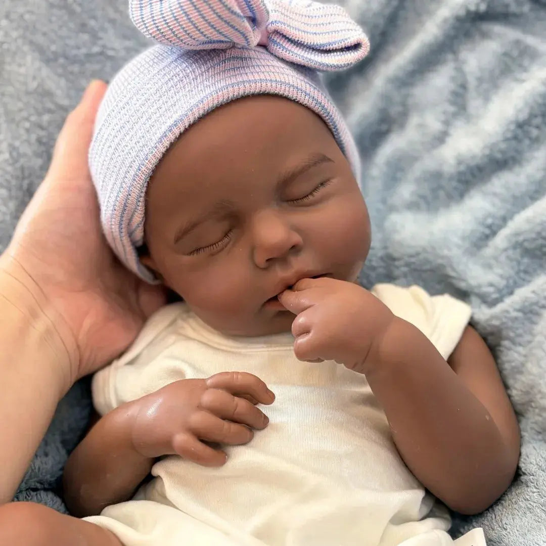 Image of Reborn Baby Dolls 18 Inch Chocolate Skin Silicone Loulou Reborn Girl