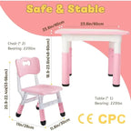 Image of Reborn Baby Dolls Kids Table And 2 Chairs Set, Height Adjustable