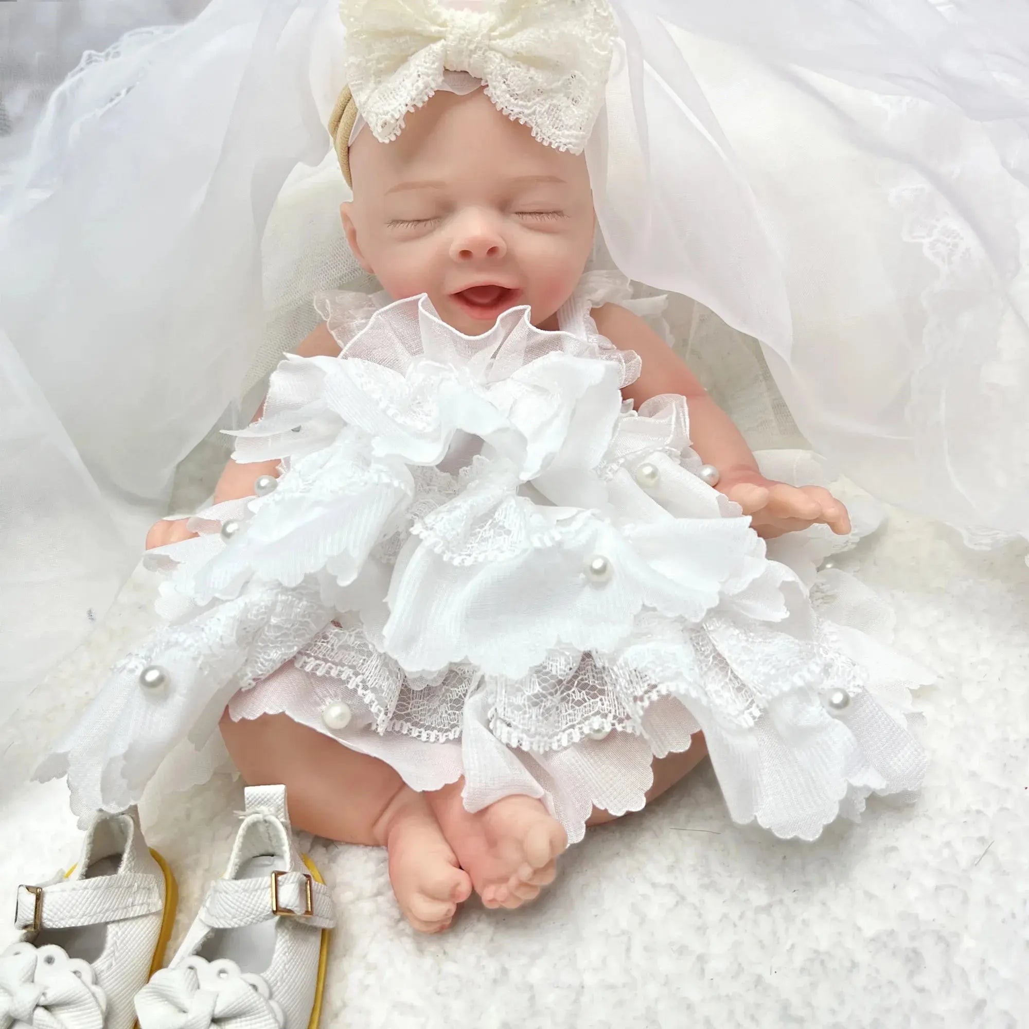 Image of Reborn Baby Dolls Lovely Sleeping Girl 25Cm Full Body Soft Solid