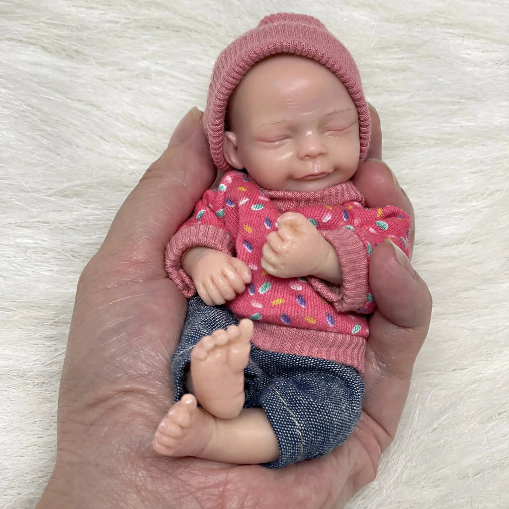 Image of Reborn Baby Dolls 6Inch Mini Palm Full Solid Silicone Bebe Reborn