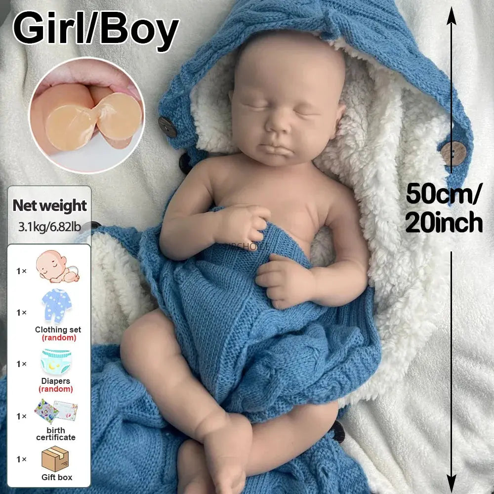 Image of Reborn Baby Dolls Unpainted Flexible Silicone Reborn Doll Blank 50Cm