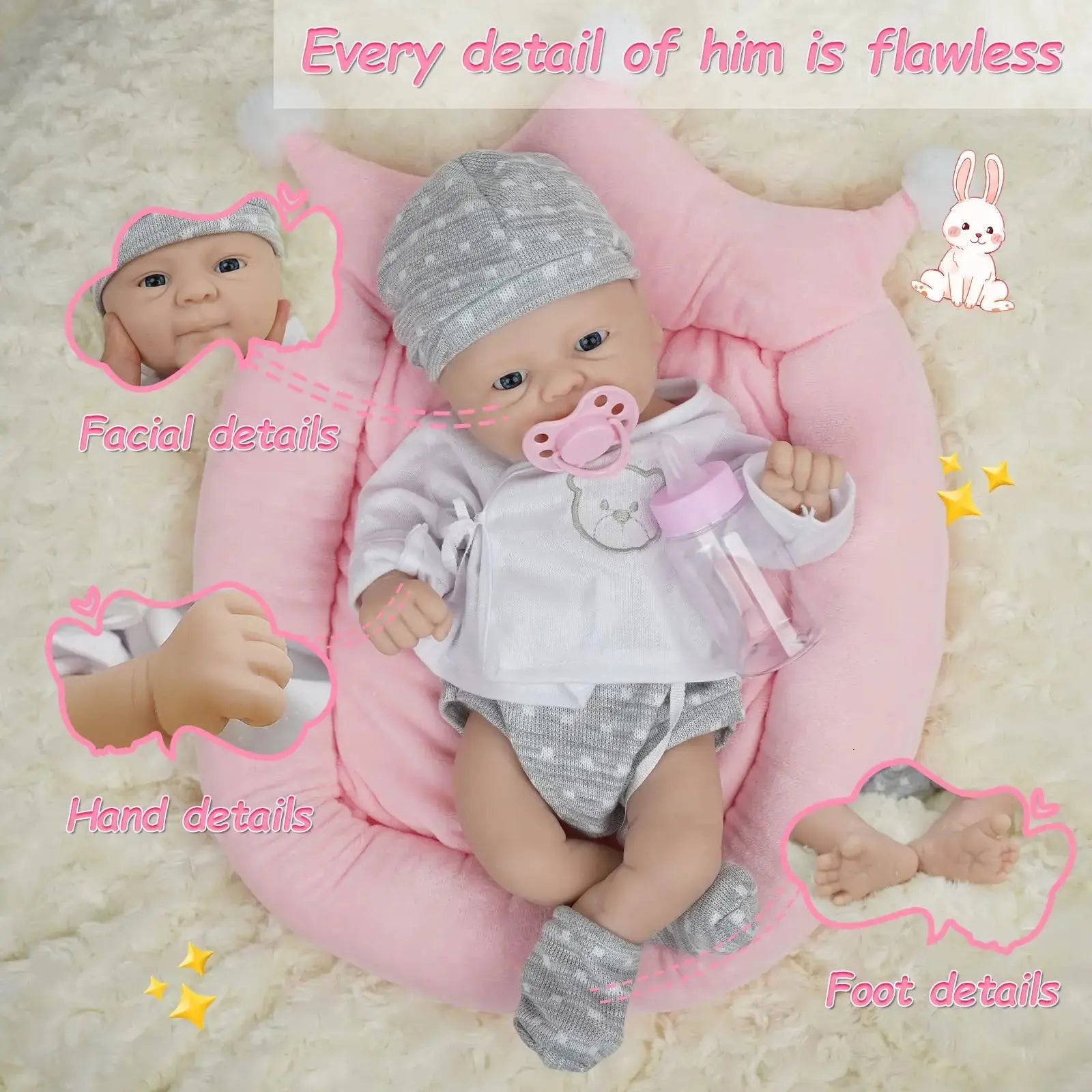 Image of Reborn Baby Dolls 14 Inch Full Silicone Reborn Baby Dolls Boy Girl