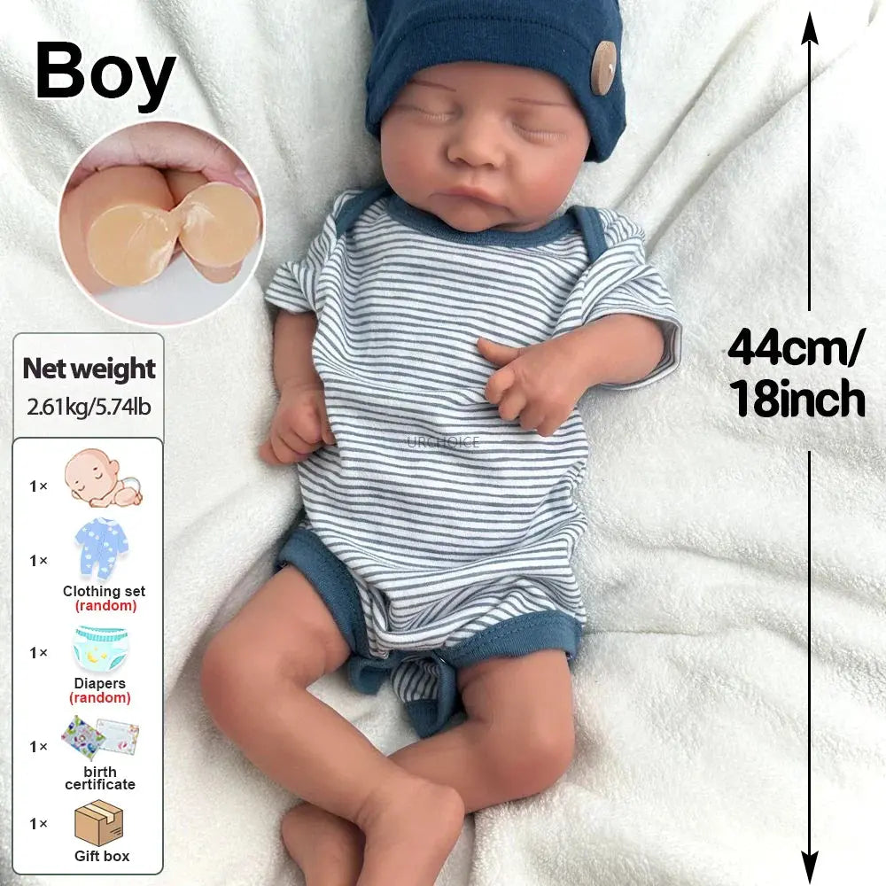Image of Reborn Baby Dolls Handmade 18Inch Lifelike Details Flexible Silicone