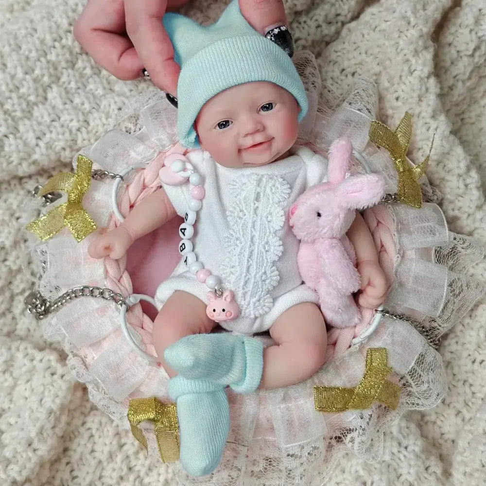 Image of Reborn Baby Dolls Reborn Baby Doll Silicone Full Body 7"  Blue Eyes