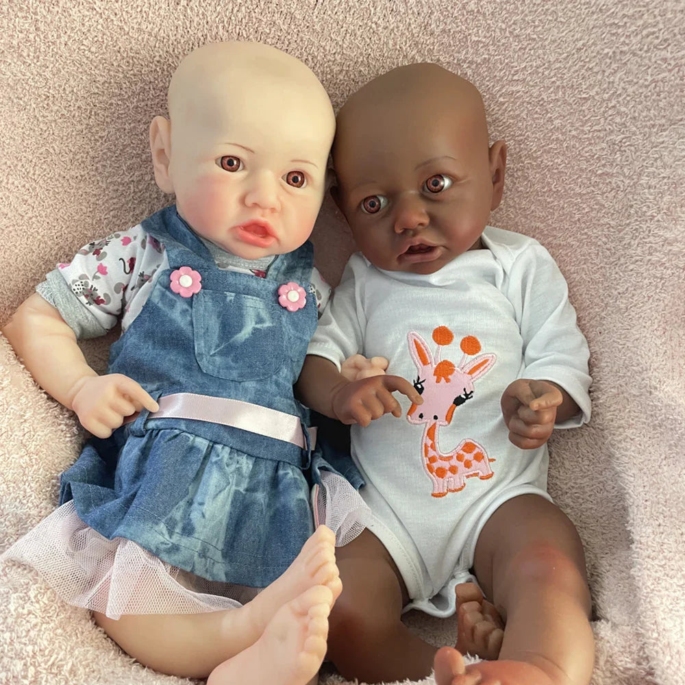 Image of Reborn Baby Dolls 100% Siold Silicone Reborn Baby Dark African Girl