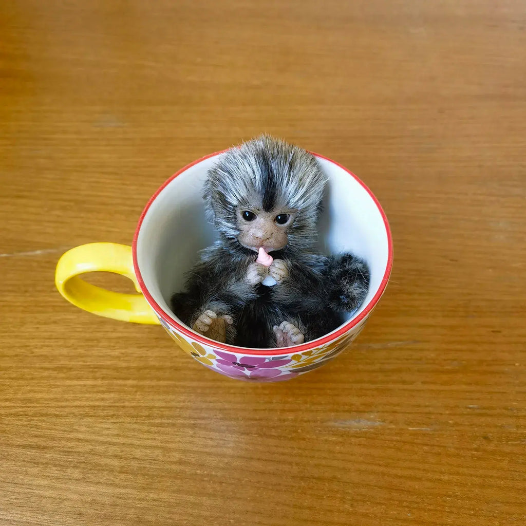 Image of Reborn Baby Dolls 6’’ Avani Doll Full Body Silicone Monkey Drinking