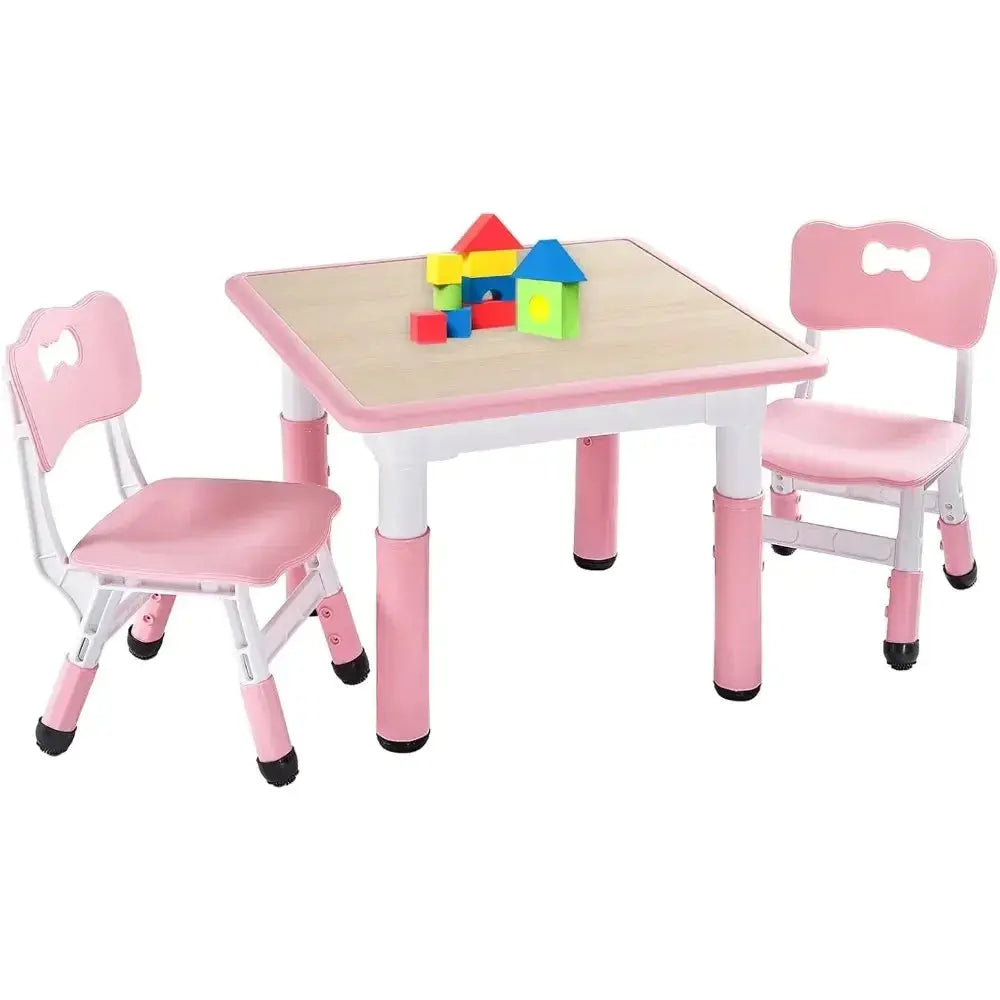 Image of Reborn Baby Dolls Kids Table And 2 Chairs Set, Height Adjustable
