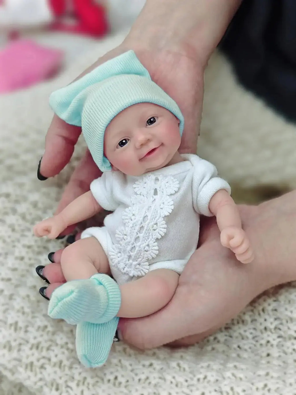 Image of Reborn Baby Dolls Reborn Baby Doll Silicone Full Body 7"  Blue Eyes