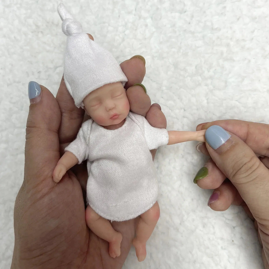 Image of Reborn Baby Dolls 11Cm Painted Mini Silicone Palm Girl With 2 Set Of