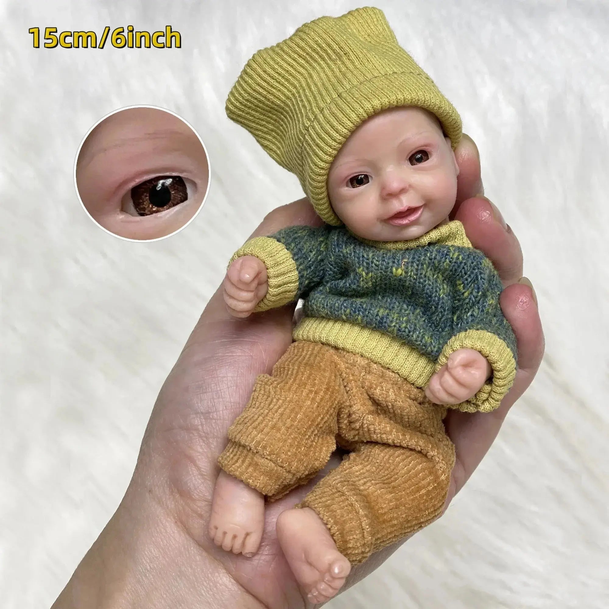 Image of Reborn Baby Dolls 15Cm Painted Full Solid Silicone Bebe Boy Reborn