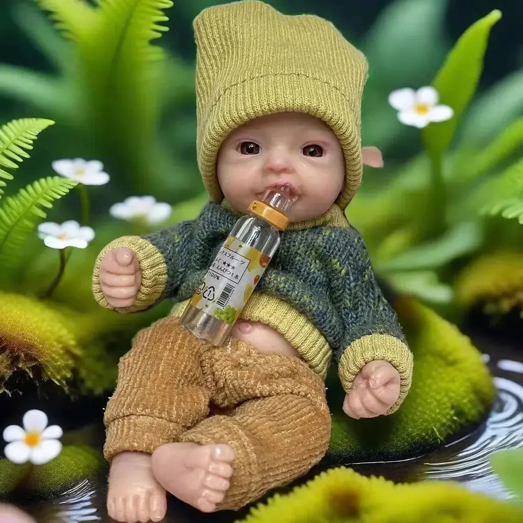 Image of Reborn Baby Dolls 15Cm Painted Full Solid Silicone Bebe Boy Reborn