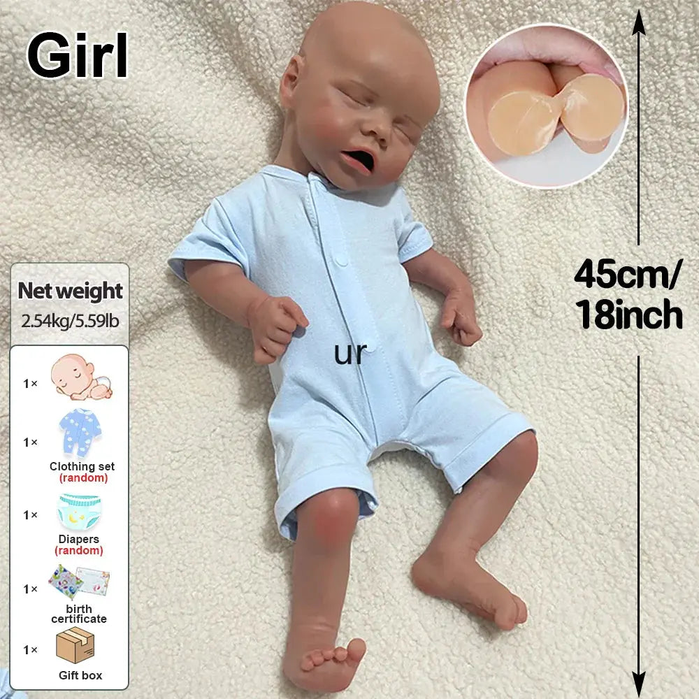 Image of Reborn Baby Dolls 18Inch Dark Skin Realistic Features & Soft Material