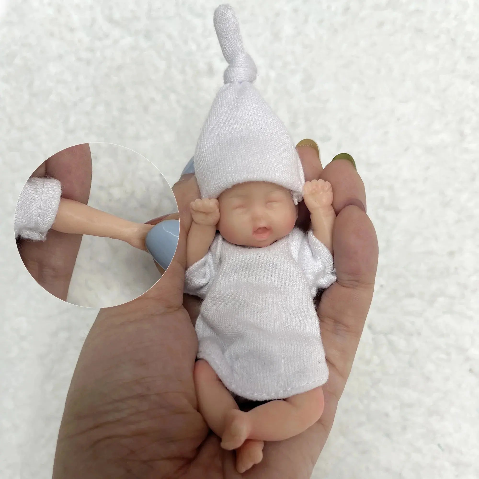 Image of Reborn Baby Dolls 11Cm Painted Mini Silicone Palm Girl With 2 Set Of