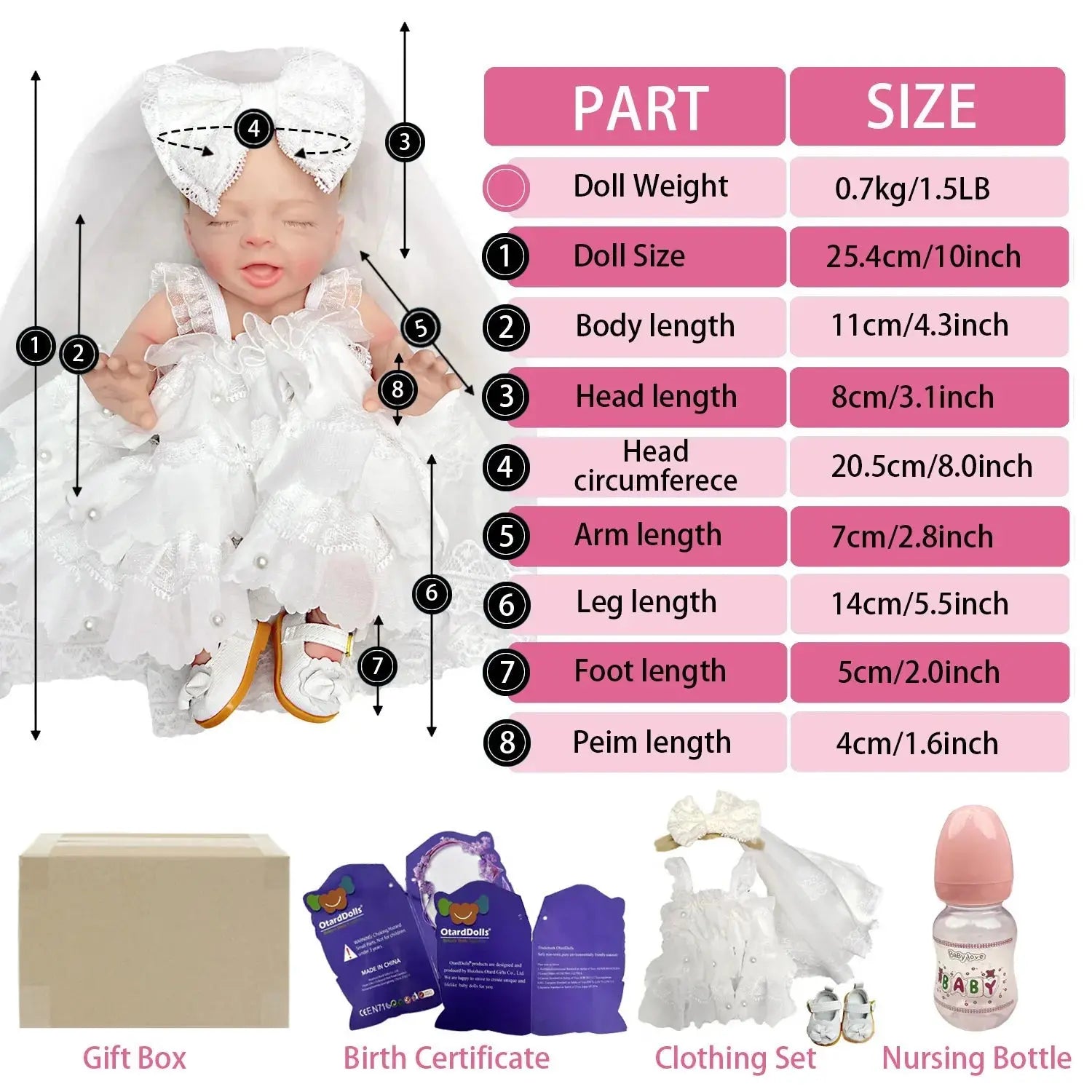 Image of Reborn Baby Dolls Lovely Sleeping Girl 25Cm Full Body Soft Solid