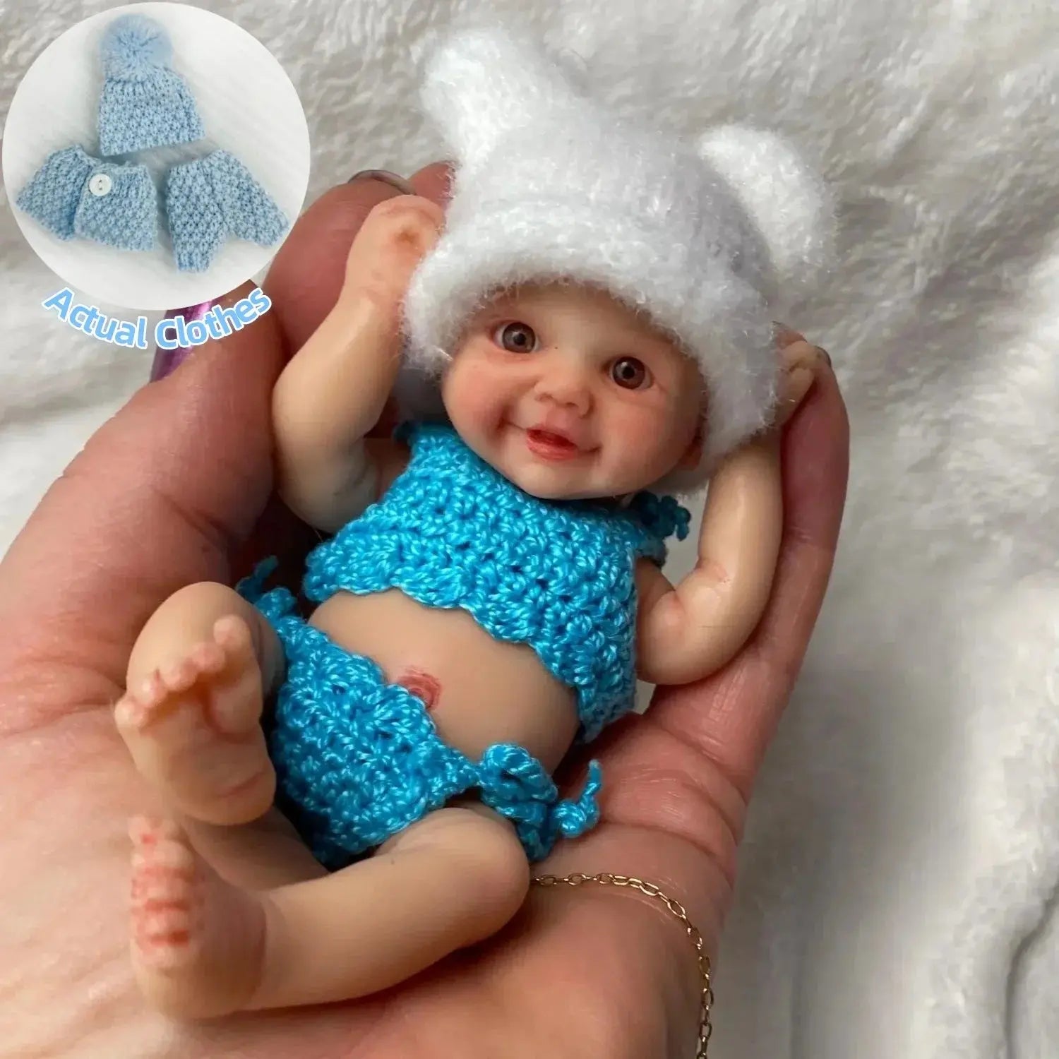 Image of Reborn Baby Dolls 15Cm Painted Full Body Solid Silicone Reborn Mini