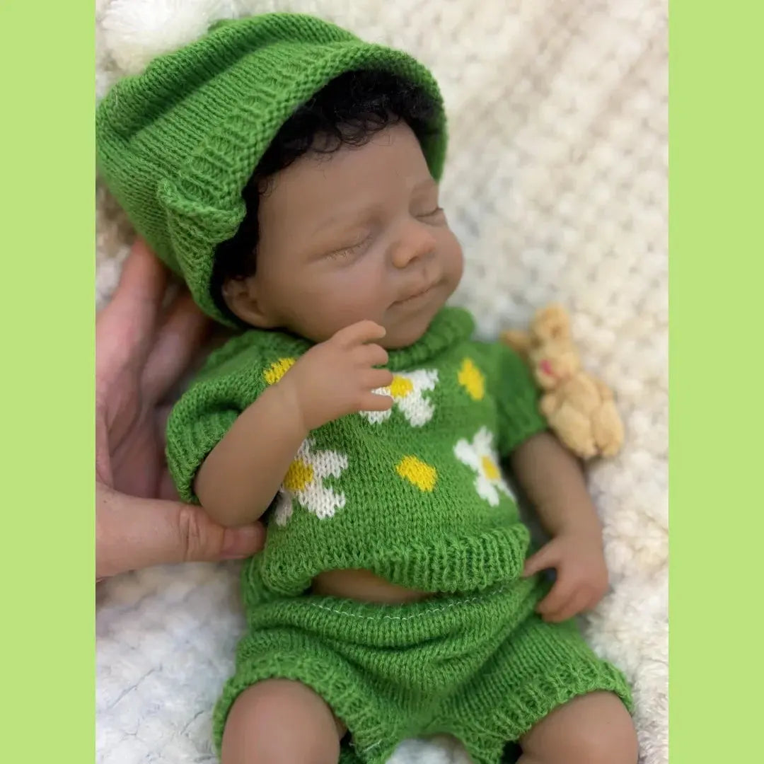 Image of Reborn Baby Dolls Can Open Mouth 26Cm Dark Skin Pascale Full Body