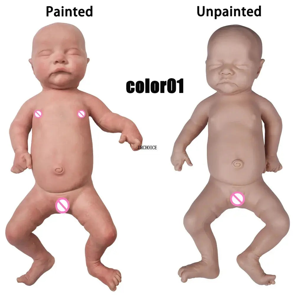 Image of Reborn Baby Dolls Pink Skin Unpaited 18'' Boy Full Body Silicone