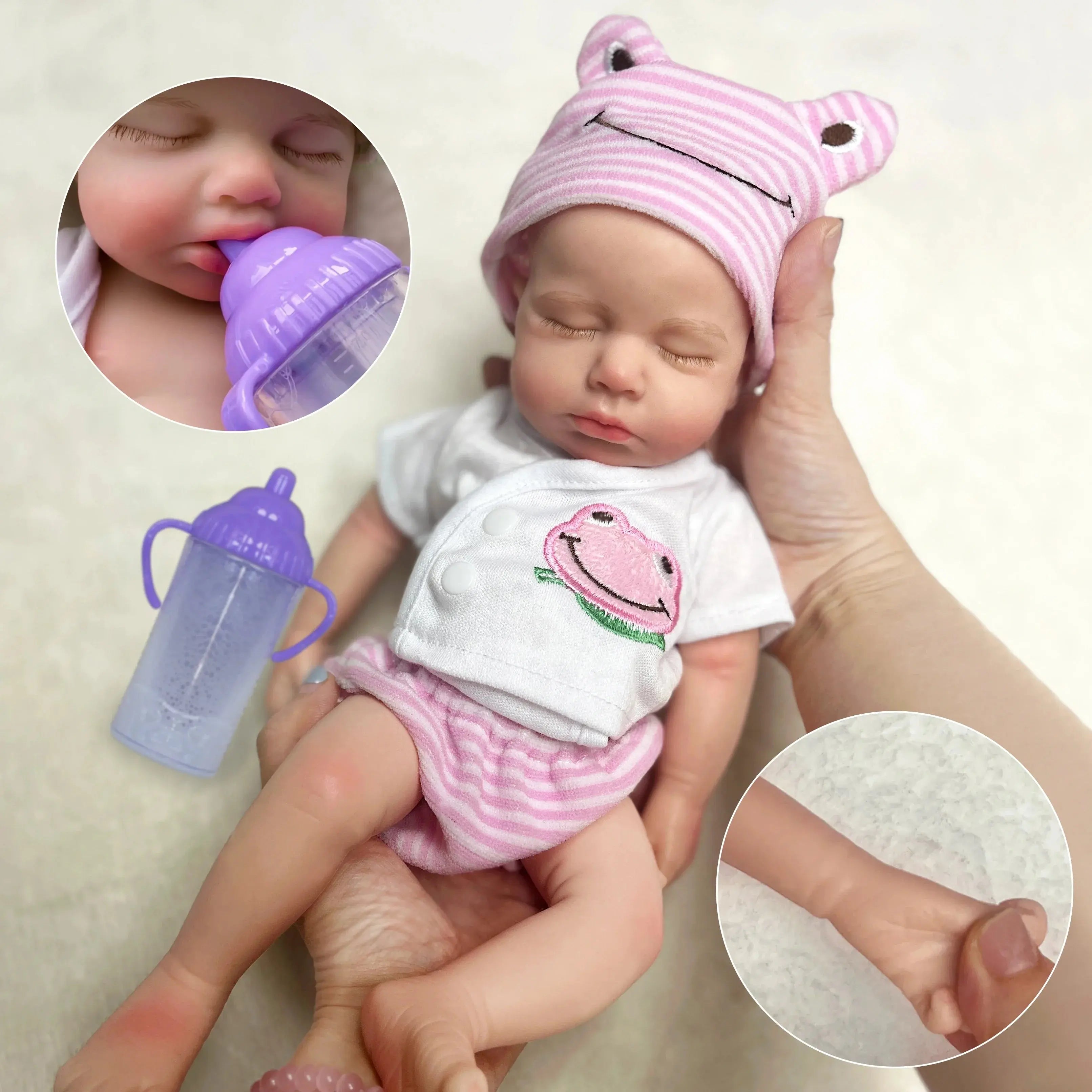 Image of Reborn Baby Dolls 33Cm Silicone Loulou Can Open Mouth Reborn Dolls