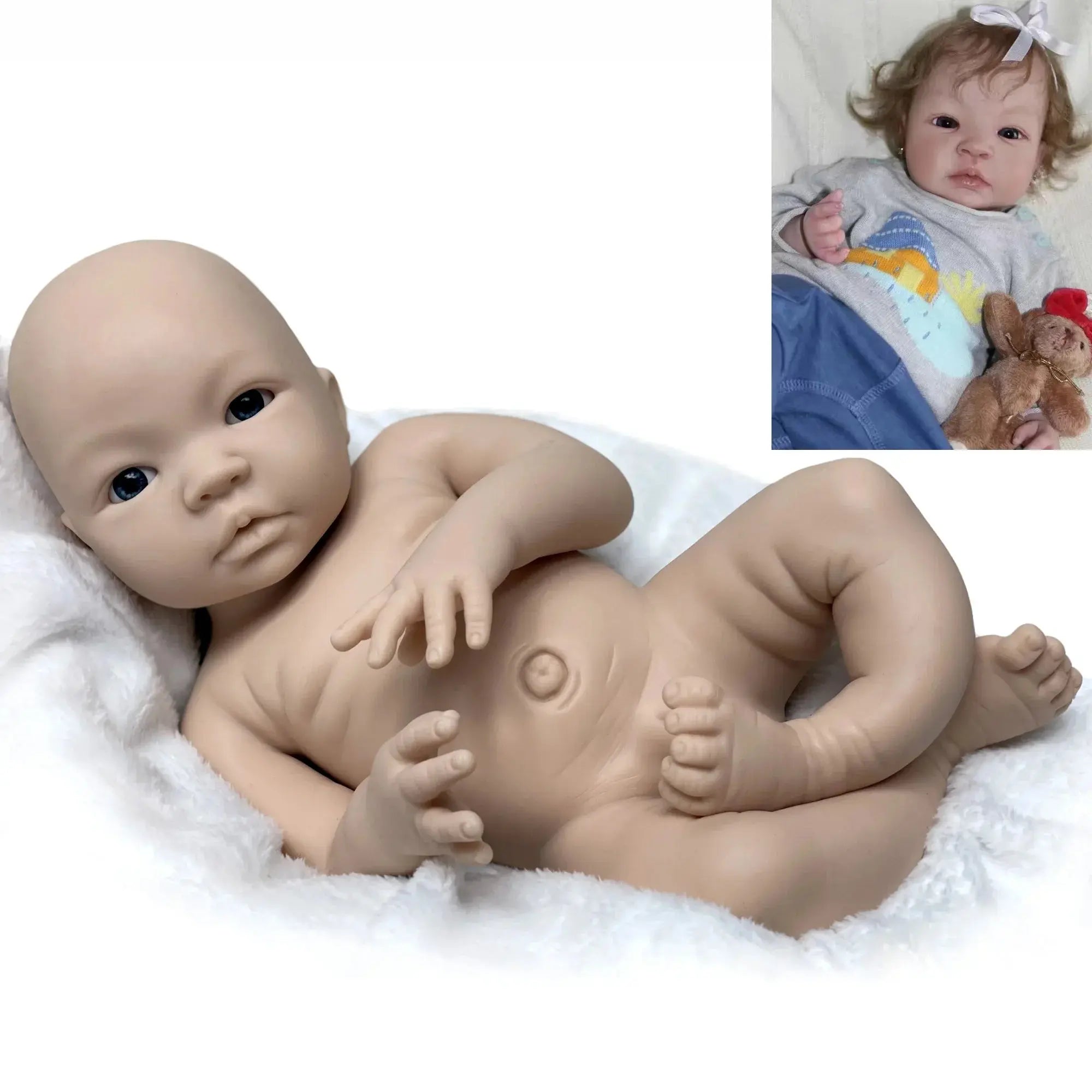 Image of Reborn Baby Dolls 18 Inch Full Silicone Baby Doll Open Eyes Reborn