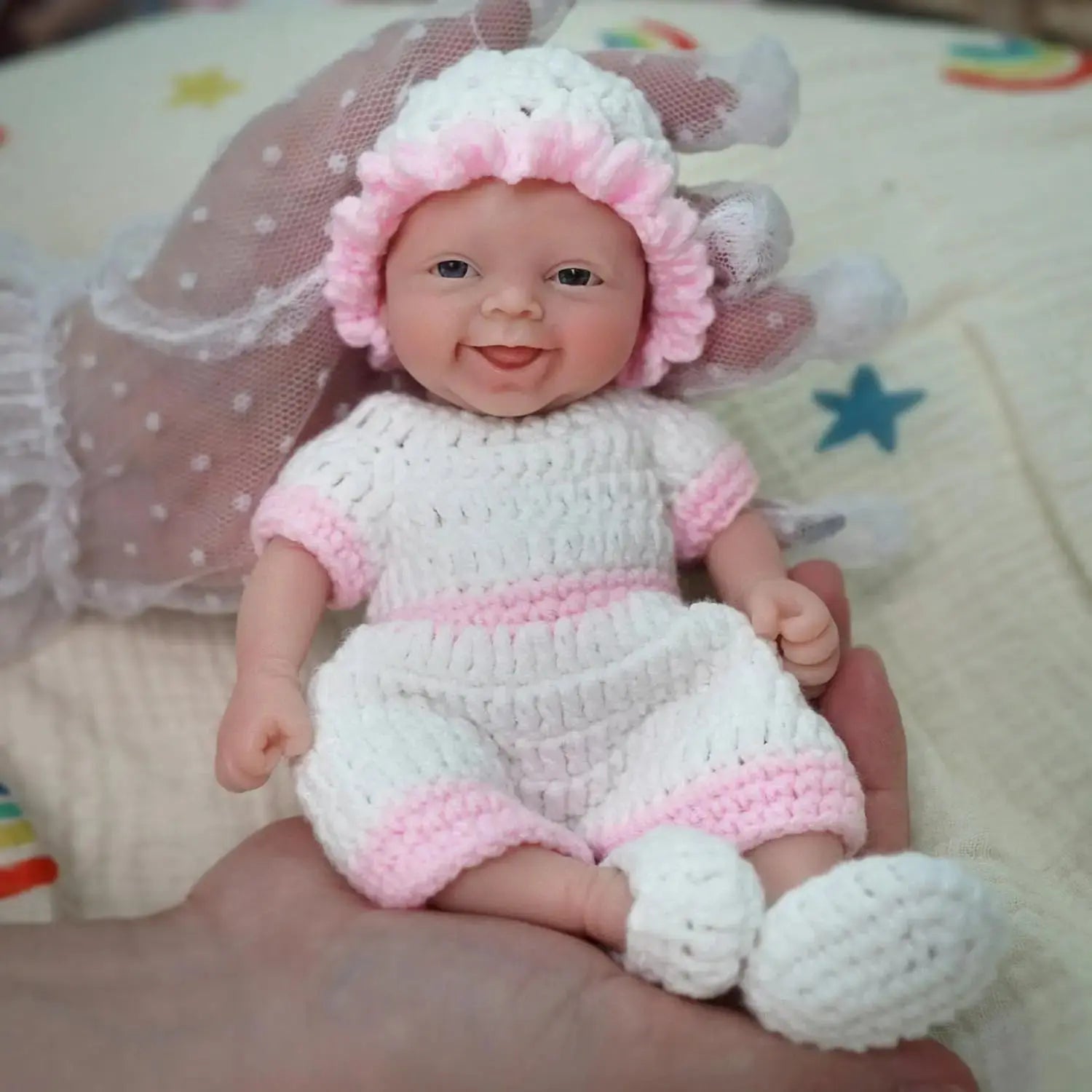 Image of Reborn Baby Dolls Reborn Baby Doll 7 Inch Silicone Full Body Eyes