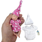 Image of Reborn Baby Dolls 11Cm Painted Mini Silicone Palm Girl With 2 Set Of
