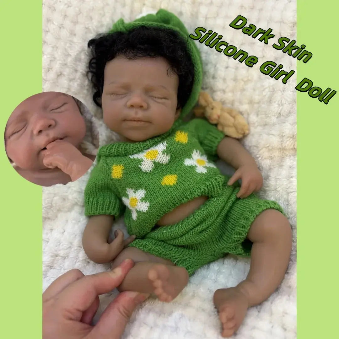 Image of Reborn Baby Dolls Can Open Mouth 26Cm Dark Skin Pascale Full Body