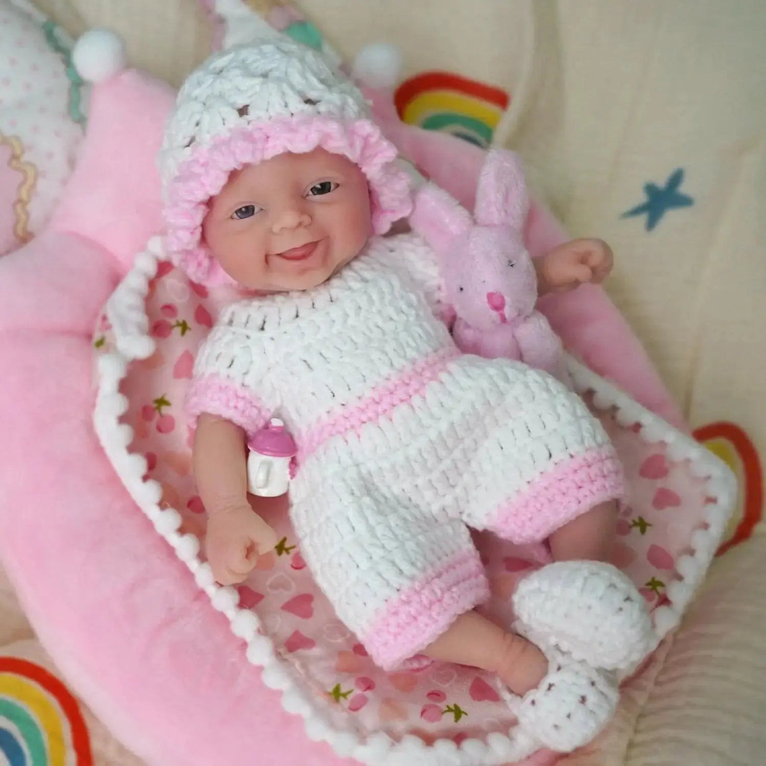 Image of Reborn Baby Dolls Reborn Baby Doll 7 Inch Silicone Full Body Eyes