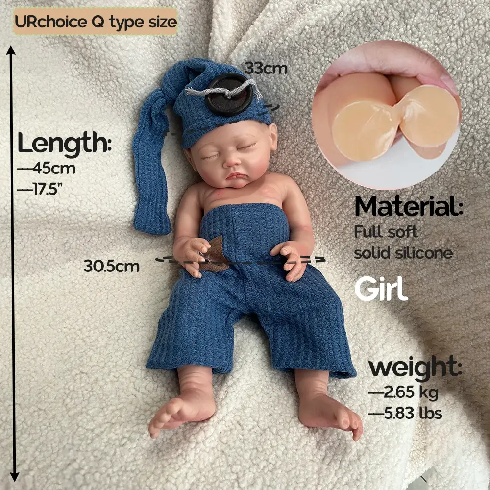 Image of Reborn Baby Dolls 18" Silicone Reborn Baby Dolls Girl Perfect Kids