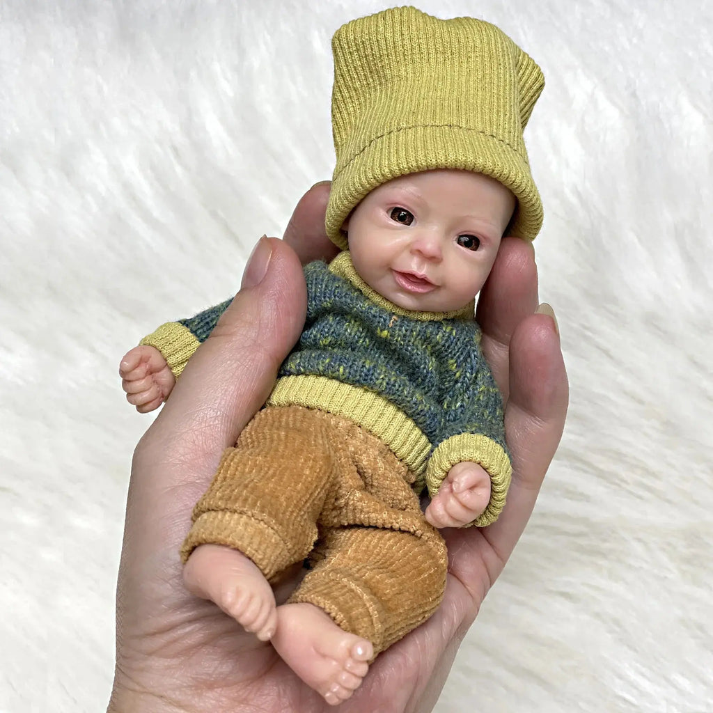 Image of Reborn Baby Dolls 6Inch Mini Palm Full Solid Silicone Bebe Reborn