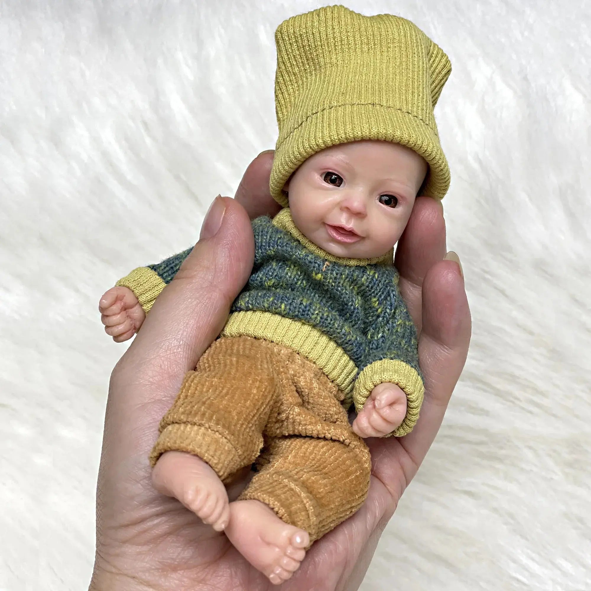 Image of Reborn Baby Dolls 6Inch Mini Palm Full Solid Silicone Bebe Reborn